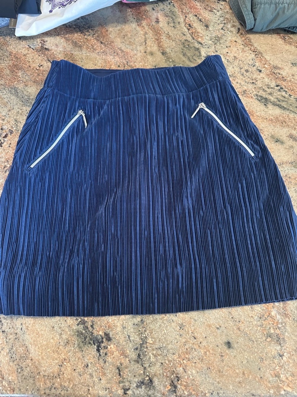 jamie sadock Navy Mini Skirt with Angled Zip Pockets